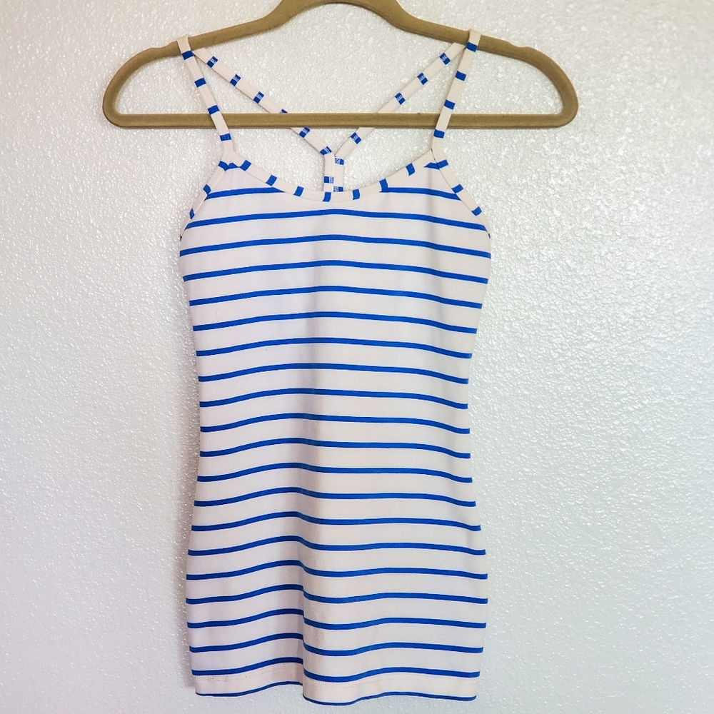 Lululemon Power Y Tanktop - White with Blue Stripe